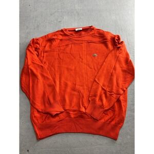 Lacoste Orange Crewneck Sweater V Stitch Crocodile Logo Men Size 4